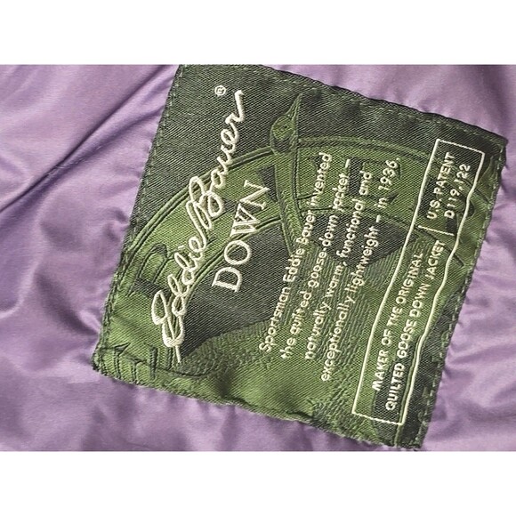 ! Eddie Bauer Jacket Womens L Purple Premium Goose Down Quilted Snap Light EB650 - Picture 8 of 10
